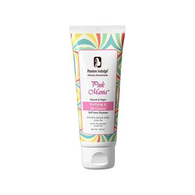 Passion Indulge Pink Mania Face Cleanser for Purifying and Oil Control Face with Aha Bha Acid All Skin Types 100 ml - Face Wash & Cleansers