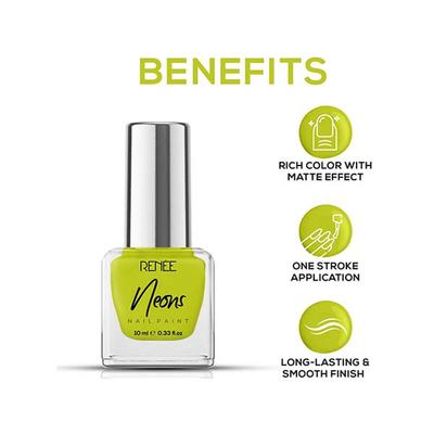 RENEE Neons Nail Paint - Yellow Beam 10 ml - Nail Polish