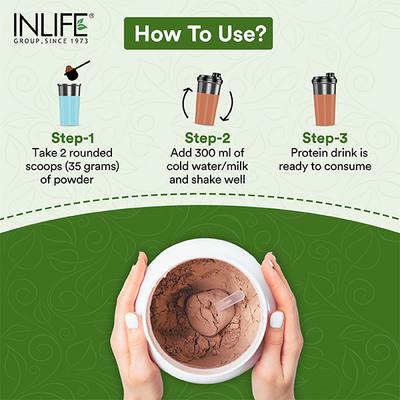 INLIFE Plant Protein Powder - Chocolate Flavour 500 gm - Protein Drink