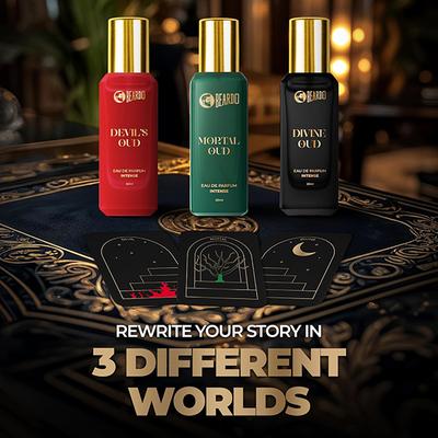 Beardo Three Worlds Of Oud Luxury Perfume Giftset Devil'S Oud Mortal Oud Divine Oud 20 Ml X 3 1's - Men Perfumes (Edt/Edp)