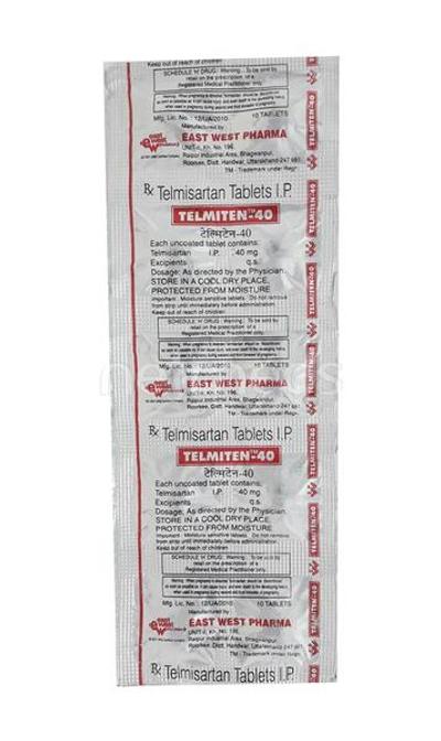 Telmiten 40mg Tablet 10'S - Hypertension-Ang