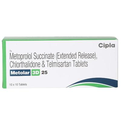 METOLAR 3D 25 Tablet 10's - Hypertension-Bet