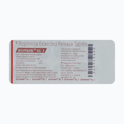 Ropark XL 1mg Tablet 10'S - Parkinsonism-Apd