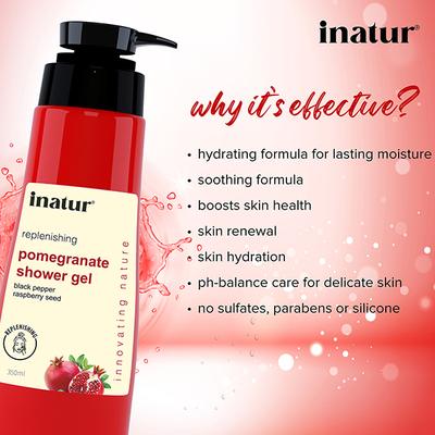 Inatur Pomegranate Shower Gel 350 ml - Shower Gels & Body Wash