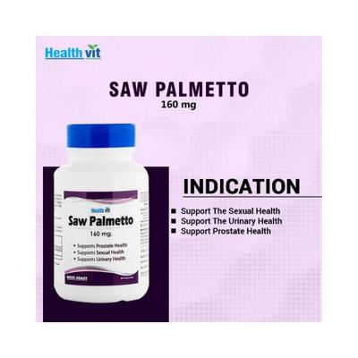 Healthvit Pure Saw Palmetto Serenoa Repens Extract 160mg- Capsules 60's - Herbal Dietary Supplement