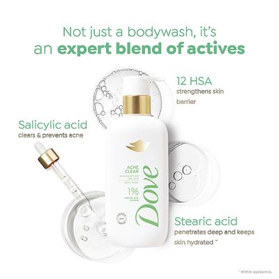 Dove 1% Salicylic Acid Formula Acne Clear Serum Body Wash, 300 ml - Shower Gels & Body Wash