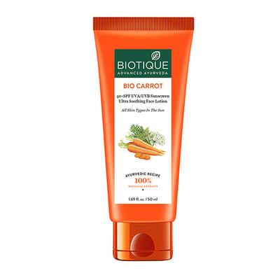 Biotique Bio Carrot 40+ SPF UVA/UVB sunscreen Ultra Soothing Face Cream - All Skin Types 50 gm - Face Creams