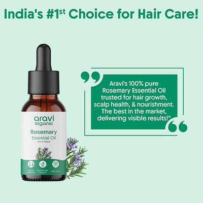 Aravi Organic Rosemary Essential Oil for Hair Growth 30 ml - Essential Oils