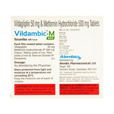 VILDAMBIC M 500 Tablet 15's - Diabetes-Ant