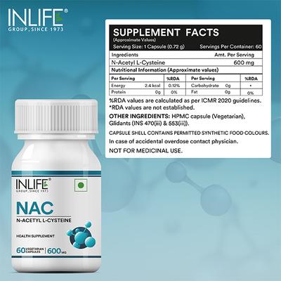 INLIFE NAC N Acetyl Cysteine Veg Capsules 60's - Vital Health