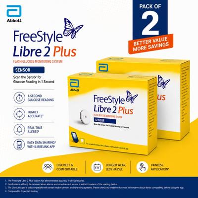 FreeStyle Libre 2 Plus Continous Glucose Monitoring System Sensor Device (Pack of 2) - Continous Glucose Monitoring Sensors