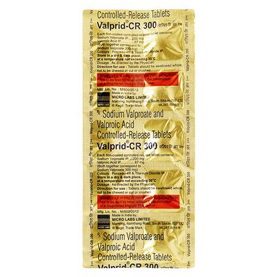 Valprid CR 300mg Tablet 10'S - Epilepsy/Convulsion-Ant