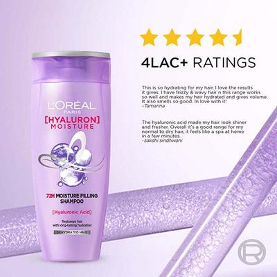 L'Oreal Paris Hyaluron Moisture 72H Moisture Filling Shampoo With Hyaluronic Acid 180 ml - Shampoos
