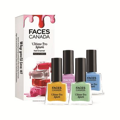 Faces Canada Ultime Pro Splash Mini Nail Enamel, Linty + Viola + Frozen + Sunny Side Up, 20ml 4's - Nail Polish