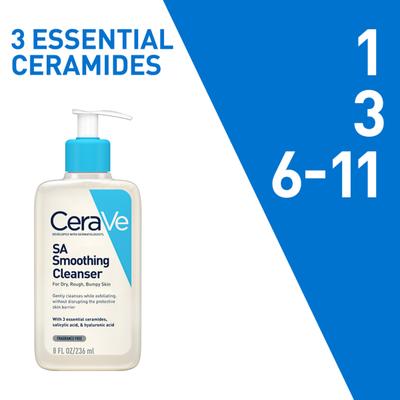 CeraVe SA Smoothing Cleanser For Dry, Rough & Bumpy Skin, Face wash with Salicylic Acid & Ceramides 236 ml - Face Washes
