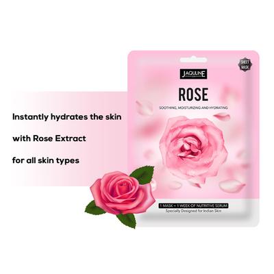 Jaquline USA Rose Soothing,Moisturizing And Hydrating Sheet Mask 25 ml serum 1's - Sheet Masks