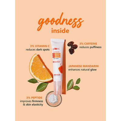 Plum 3% Vitamin C, 3% Peptide & 3% Caffeine Under Eye Cream with Mandarin Fragrance-Free 15ml - Under Eye Creams & Serums