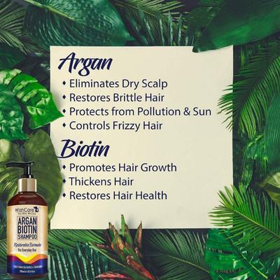 WishCare Argan Biotin Shampoo - Restorative Formula - Moroccan Argan Oil Shampoo 300 ml - Shampoos