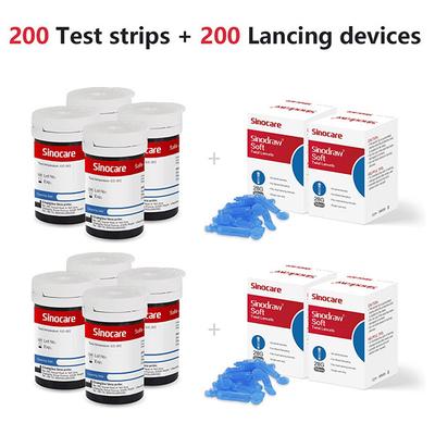 Sinocare Safe AQ Blood Glucose Test Strips 200's + Lancets 200's - Blood Glucose Monitors/Strips