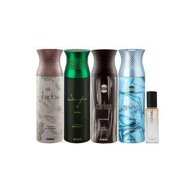 Ajmal Shadow Homme & Sacrificeiihim & Carbon & Avid Deo & Aretha EDP Pack of 5 20 ml - Women Perfumes (Edt/Edp)