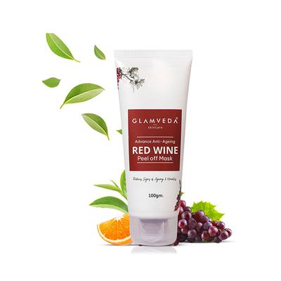 Glamveda Red Wine Advance Anti Ageing Peel Off MaskGlowing Skin & Blackheads Removal 100 ml - Masks & Peels