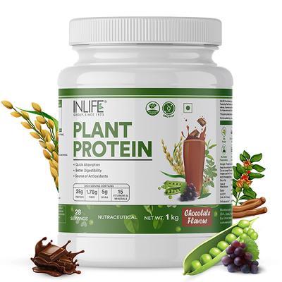 INLIFE Plant Protein Powder - Chocolate Flavour 1 kg - Protein Drink