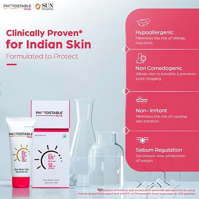 PHOTOSTABLE ACNE SPF 55+ PA +++ CLEAR MATTE FINISH Sunscreen Gel 50g - Sun Protectors-Emo