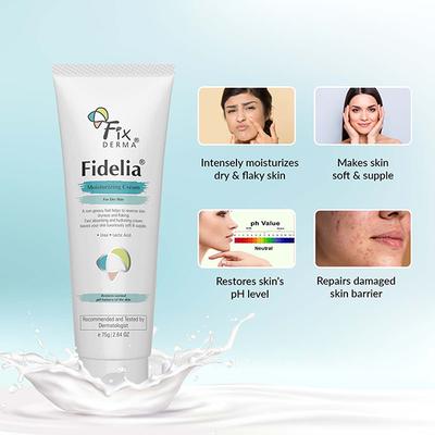 Fixderma Fidelia Moisturizing Cream, Daily Moisturizer for Dry and Chapped Skin 75 gm - Face Moisturizers