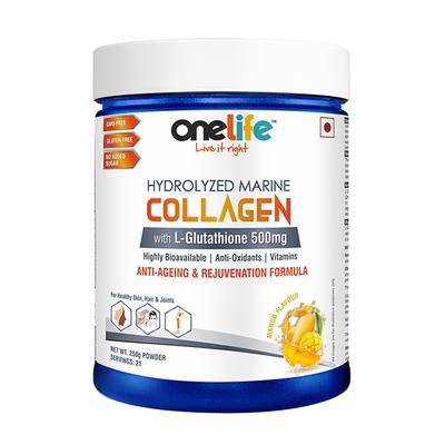 Onelife Hydrolyzed Marine Collagen Powder 250 gm - Hair & Skin