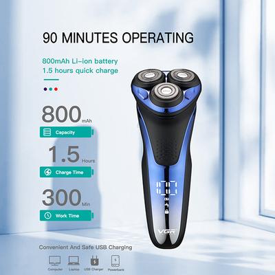VGR V-306 Wet and Dry Shaver, 300 min Runtime (Blue) 1's - Shavers