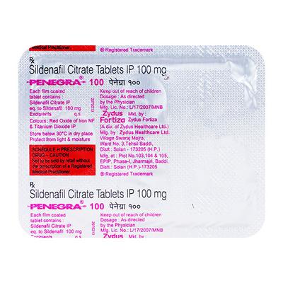 Penegra 100mg Tablet 4'S - Impotence/Erectile Dysfunction (Ed)
