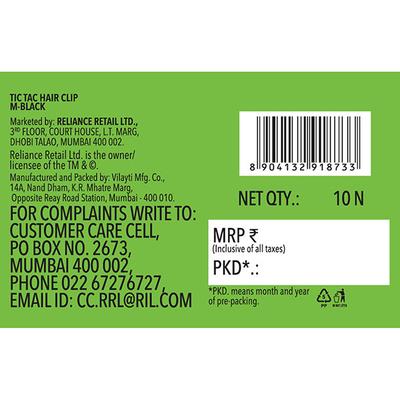 Glimmer Tik Tak RGLR Black 10's - Hair Clips/Bands