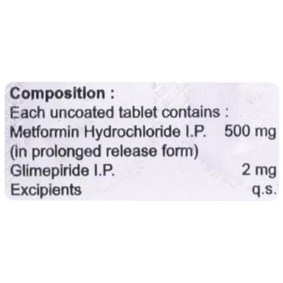 Glucut 2 MT 2mg/500mg Tablet 10'S - Diabetes-Ant