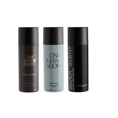 Jacques Bogart One Man Show Oud + One Man Show + Silver Scent Deo Combo Set - Pack of 3 600 ml - Deodorants/Roll-Ons