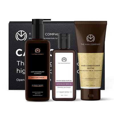 The Man Company Anti Dandruff Hair Care Combo with Onion Hair Oil, Apple Cider Vinegar Shampoo, & Biotin Conditioner 660 gm - Shampoos