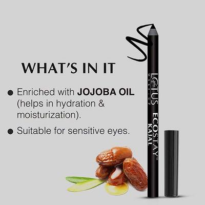 Lotus Herbals Ecostay Kajal Black 1.2 Gm - Kajal & Kohls