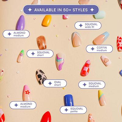 Gush Beauty Nailed It Reusable Luxury Press On Nails With Application Kit Brown Cat Eye - Small to Medium Squoval 1's - Nail Art