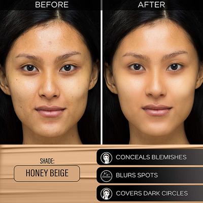 Faces Canada All Day Hydra Matte Foundation 3-In-1 Foundation + Moisturizer + SPF 30 24 Hr Aloe Hydration & Vitamin C 10Hr Long Wear Honey Beige 031 25ml - Foundation