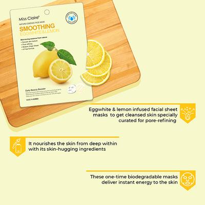 Miss Claire Nature Essence Face Mask Smoothing - Eggwhite Lemon 25ml - Masks & Peels
