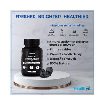 Healthvit Activated Charcoal Instant Teeth Whitening Powder 20 gm - General Health