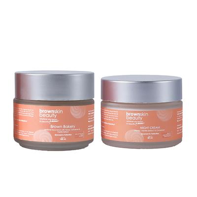 BrownSkin Beauty Bakery Night Cream and Face Scrub Combo 2's - Facial Kits