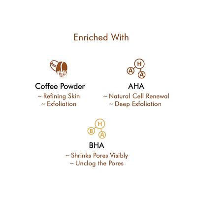 mCaffeine Espresso Coffee Face Mask with Natural AHA & BHA for Exfoliation & Pore Tightening 100 gm - Masks & Peels