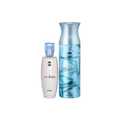 Ajmal Raindrops EDP Floral Chypre Perfume And Avid Homme Deodorant Aquatic Woody Fragrance 250 ml - Perfumes (Edt/Edp)