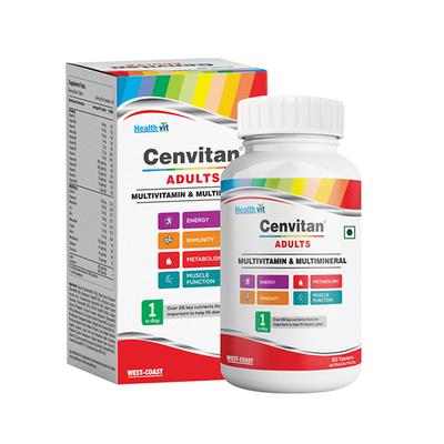 Healthvit Cenvitan Adults Multivitamin & Multimineral for Energy, Metabolism, Immunity and Muscle Function - Tablets 60's - Multi-Vitamins