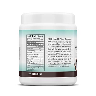 Max Care Cold Pressed Virgin Coconut Oil Wide Mouth 500 ml - Hair Oils