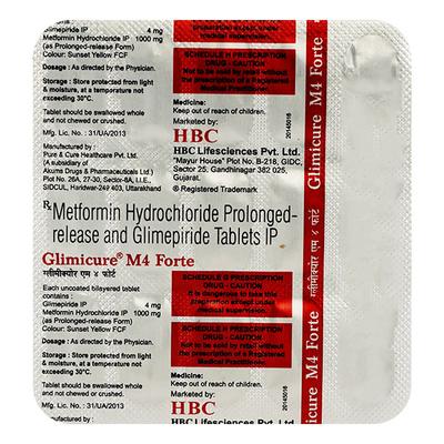 GLIMICURE M4 FORTE Tablet 15's - Diabetes-Ant