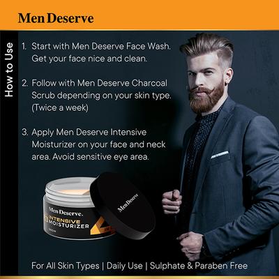 Men Deserve Intensive Moisturizer with SPF 25 for Whitening, Anti Pollution and Dark Spot Reduction 50 gm - Face Moisturizers