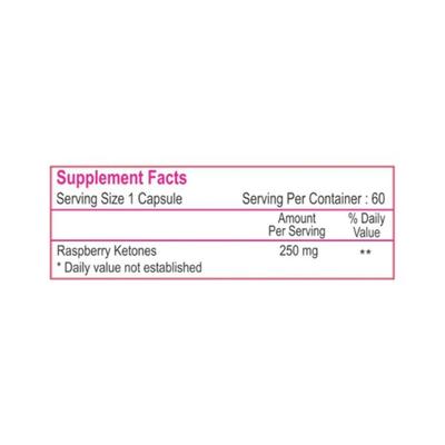 Healthvit Pure Raspberry Ketones 250MG- Capsules 60's - Herbal Dietary Supplement