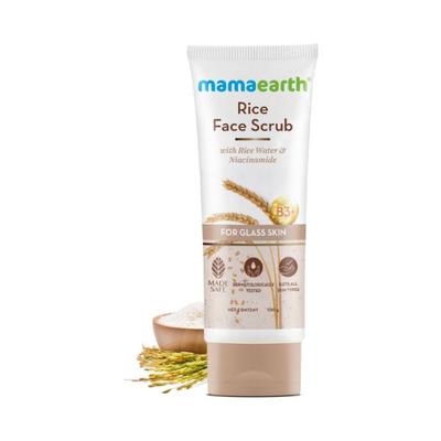 Mamaearth Rice Face Scrub with Rice Water & Niacinamide for Glass Skin B3+ 100gm - Scrubs & Exfoliants