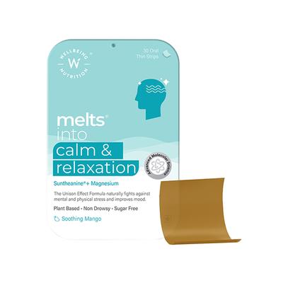 Wellbeing Nutrition Melts Calm and Relaxation Suntheanine L-theanine, Magnesium and Chamomile (30 Strips) - Mental Health